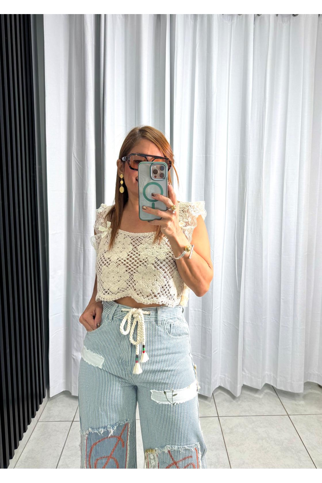 Fabiola Crochet& Lace Crop Top